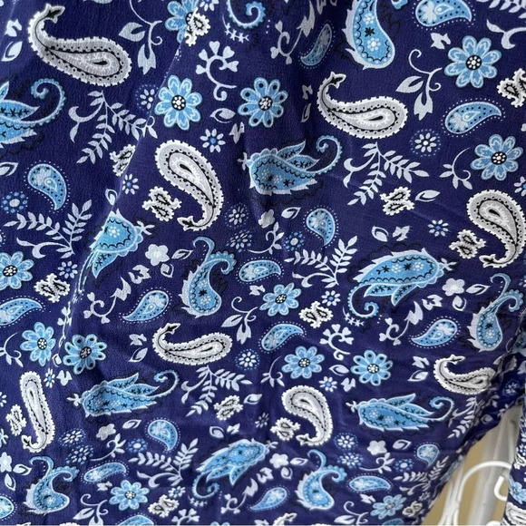Manoush Paisley Print Silk Pants with Side Zipper and pockets blue size 38 - Picture 10 of 14